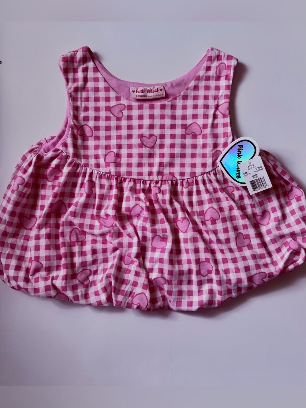 Pink Velvet Girls Hearts Tank Top Size 14/16